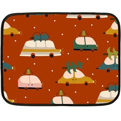 Cute Merry Christmas And Happy New Seamless Pattern With Cars Carrying Christmas Trees Fleece Blanket (mini) by EvgeniiaBychkova