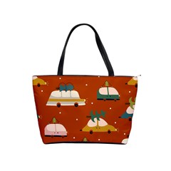 Cute Merry Christmas And Happy New Seamless Pattern With Cars Carrying Christmas Trees Classic Shoulder Handbag by EvgeniiaBychkova