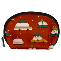 Cute Merry Christmas And Happy New Seamless Pattern With Cars Carrying Christmas Trees Accessory Pouch (large)