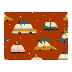 Cute Merry Christmas And Happy New Seamless Pattern With Cars Carrying Christmas Trees Double Sided Flano Blanket (mini) 