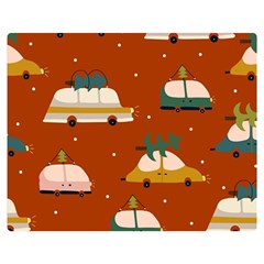 Cute Merry Christmas And Happy New Seamless Pattern With Cars Carrying Christmas Trees Double Sided Flano Blanket (medium)  by EvgeniiaBychkova