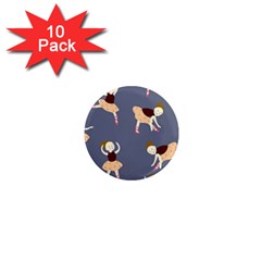 Cute  Pattern With  Dancing Ballerinas On The Blue Background 1  Mini Magnet (10 pack) 