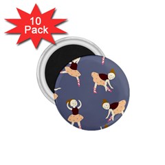 Cute  Pattern With  Dancing Ballerinas On The Blue Background 1 75  Magnets (10 Pack)  by EvgeniiaBychkova