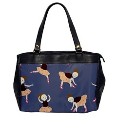 Cute  Pattern With  Dancing Ballerinas On The Blue Background Oversize Office Handbag