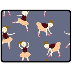 Cute  Pattern With  Dancing Ballerinas On The Blue Background Fleece Blanket (Large) 