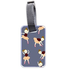 Cute  Pattern With  Dancing Ballerinas On The Blue Background Luggage Tag (two sides)