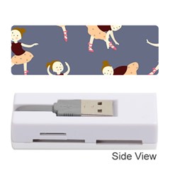 Cute  Pattern With  Dancing Ballerinas On The Blue Background Memory Card Reader (Stick)