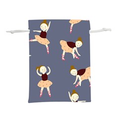 Cute  Pattern With  Dancing Ballerinas On The Blue Background Lightweight Drawstring Pouch (L)