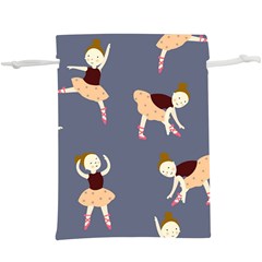 Cute  Pattern With  Dancing Ballerinas On The Blue Background  Lightweight Drawstring Pouch (XL)