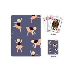 Cute  Pattern With  Dancing Ballerinas On The Blue Background Playing Cards Single Design (mini)