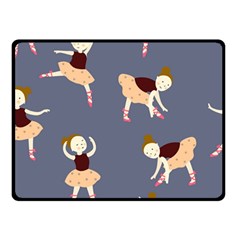 Cute  Pattern With  Dancing Ballerinas On The Blue Background Double Sided Fleece Blanket (small)  by EvgeniiaBychkova