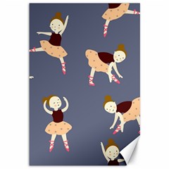 Cute  Pattern With  Dancing Ballerinas On The Blue Background Canvas 12  x 18 