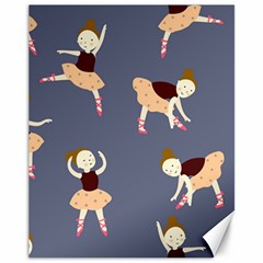 Cute  Pattern With  Dancing Ballerinas On The Blue Background Canvas 11  X 14  by EvgeniiaBychkova