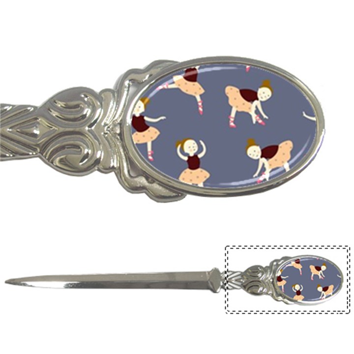 Cute  Pattern With  Dancing Ballerinas On The Blue Background Letter Opener