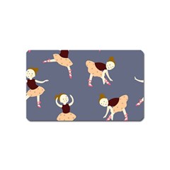 Cute  Pattern With  Dancing Ballerinas On The Blue Background Magnet (name Card) by EvgeniiaBychkova