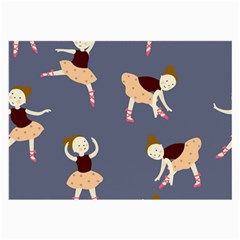 Cute  Pattern With  Dancing Ballerinas On The Blue Background Large Glasses Cloth (2 Sides) by EvgeniiaBychkova