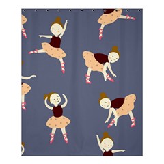 Cute  Pattern With  Dancing Ballerinas On The Blue Background Shower Curtain 60  X 72  (medium)  by EvgeniiaBychkova