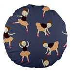 Cute  Pattern With  Dancing Ballerinas On The Blue Background Large 18  Premium Flano Round Cushions Front