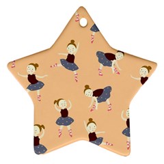 Cute  Pattern With  Dancing Ballerinas On Pink Background Star Ornament (two Sides) by EvgeniiaBychkova