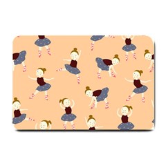 Cute  Pattern With  Dancing Ballerinas On Pink Background Small Doormat  by EvgeniiaBychkova