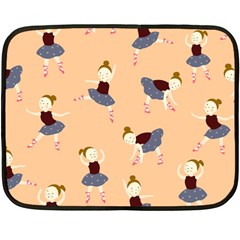 Cute  Pattern With  Dancing Ballerinas On Pink Background Fleece Blanket (mini) by EvgeniiaBychkova