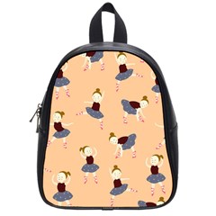 Cute  Pattern With  Dancing Ballerinas On Pink Background School Bag (small) by EvgeniiaBychkova