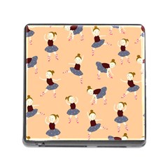 Cute  Pattern With  Dancing Ballerinas On Pink Background Memory Card Reader (square 5 Slot) by EvgeniiaBychkova