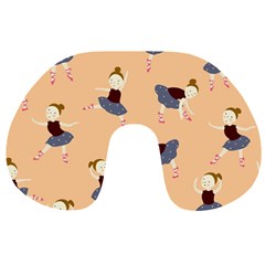 Cute  Pattern With  Dancing Ballerinas On Pink Background Travel Neck Pillow by EvgeniiaBychkova