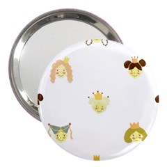 Cute Delicate Seamless Pattern With Little Princesses In Scandinavian Style With Texture Of Natural 3  Handbag Mirrors by EvgeniiaBychkova