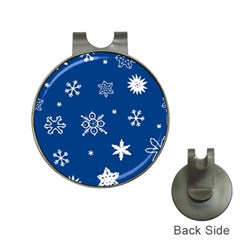 Christmas Seamless Pattern With White Snowflakes On The Blue Background Hat Clips With Golf Markers by EvgeniiaBychkova