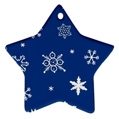 Christmas Seamless Pattern With White Snowflakes On The Blue Background Star Ornament (two Sides) by EvgeniiaBychkova