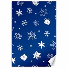 Christmas Seamless Pattern With White Snowflakes On The Blue Background Canvas 12  x 18 