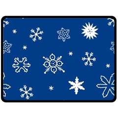 Christmas Seamless Pattern With White Snowflakes On The Blue Background Double Sided Fleece Blanket (large)  by EvgeniiaBychkova