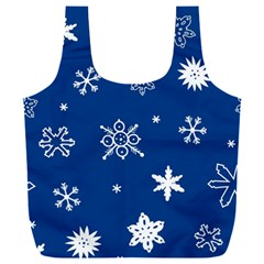 Christmas Seamless Pattern With White Snowflakes On The Blue Background Full Print Recycle Bag (xxxl) by EvgeniiaBychkova