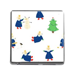Funny  Winter Seamless Pattern With Little Princess And Her Christmas Memory Card Reader (square 5 Slot) by EvgeniiaBychkova