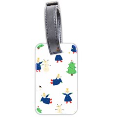Funny  Winter Seamless Pattern With Little Princess And Her Christmas Luggage Tag (two Sides) by EvgeniiaBychkova