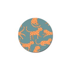 Vector Seamless Pattern With Cute Orange And  Cheetahs On The Blue Background  Tropical Animals Golf Ball Marker (10 Pack) by EvgeniiaBychkova