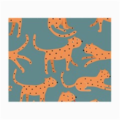 Vector Seamless Pattern With Cute Orange And  Cheetahs On The Blue Background  Tropical Animals Small Glasses Cloth by EvgeniiaBychkova