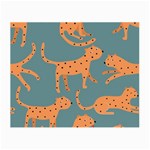 Vector Seamless Pattern With Cute Orange And  Cheetahs On The Blue Background  Tropical Animals Small Glasses Cloth Front