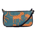 Vector Seamless Pattern With Cute Orange And  Cheetahs On The Blue Background  Tropical Animals Shoulder Clutch Bag Front