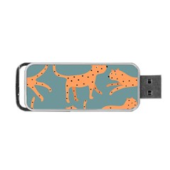 Vector Seamless Pattern With Cute Orange And  Cheetahs On The Blue Background  Tropical Animals Portable Usb Flash (two Sides) by EvgeniiaBychkova