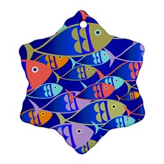 Sea Fish Illustrations Snowflake Ornament (two Sides)
