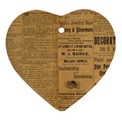 Antique Newspaper 1888 Heart Ornament (two Sides)