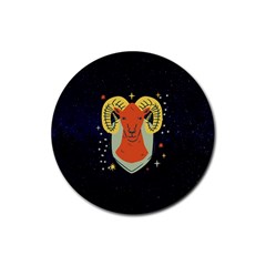 Zodiak Aries Horoscope Sign Star Rubber Coaster (round)  by Alisyart