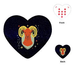 Zodiak Aries Horoscope Sign Star Playing Cards Single Design (heart)