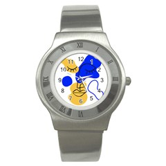 Evening Mood Face Drawing Stainless Steel Watch by ArtsyWishy