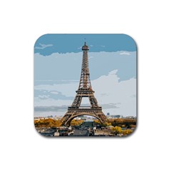 The Eiffel Tower  Rubber Coaster (square)  by ArtsyWishy