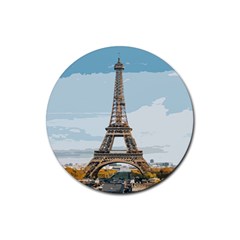 The Eiffel Tower  Rubber Round Coaster (4 Pack)  by ArtsyWishy