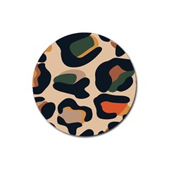 Exotic Leopard Skin Design Rubber Coaster (round)  by ArtsyWishy