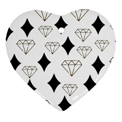 Black & Gold Diamond Design Heart Ornament (two Sides)